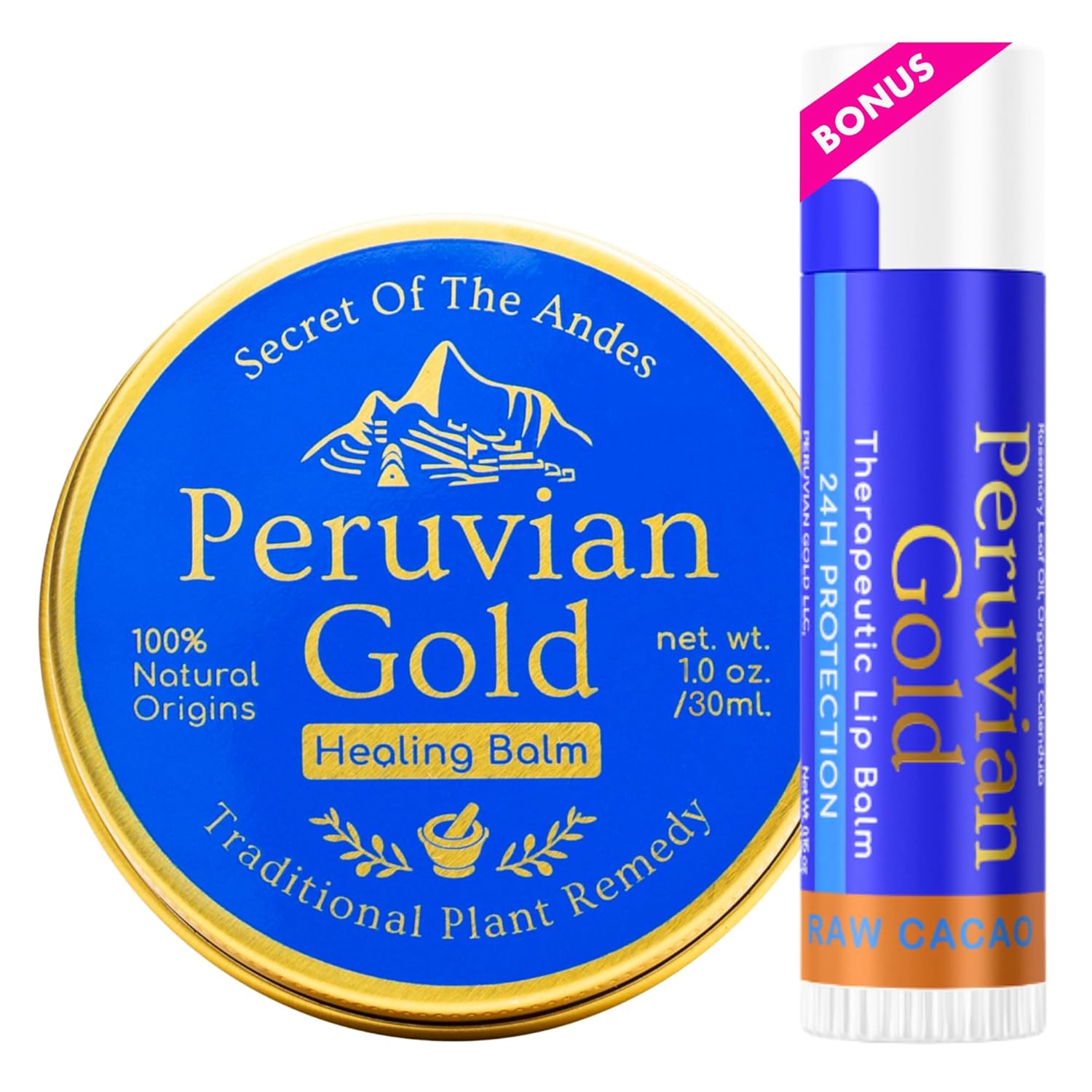 Llama Mama Peruvian Gold | Organic All Purpose Healing Balm | Scars, Eczema, Facial Moisturizer Cream, Dry Skin, Hair, Sun Burns | (1 Fl Oz) | BONUS Lip Balm | All Organic Fair Trade Ingredients