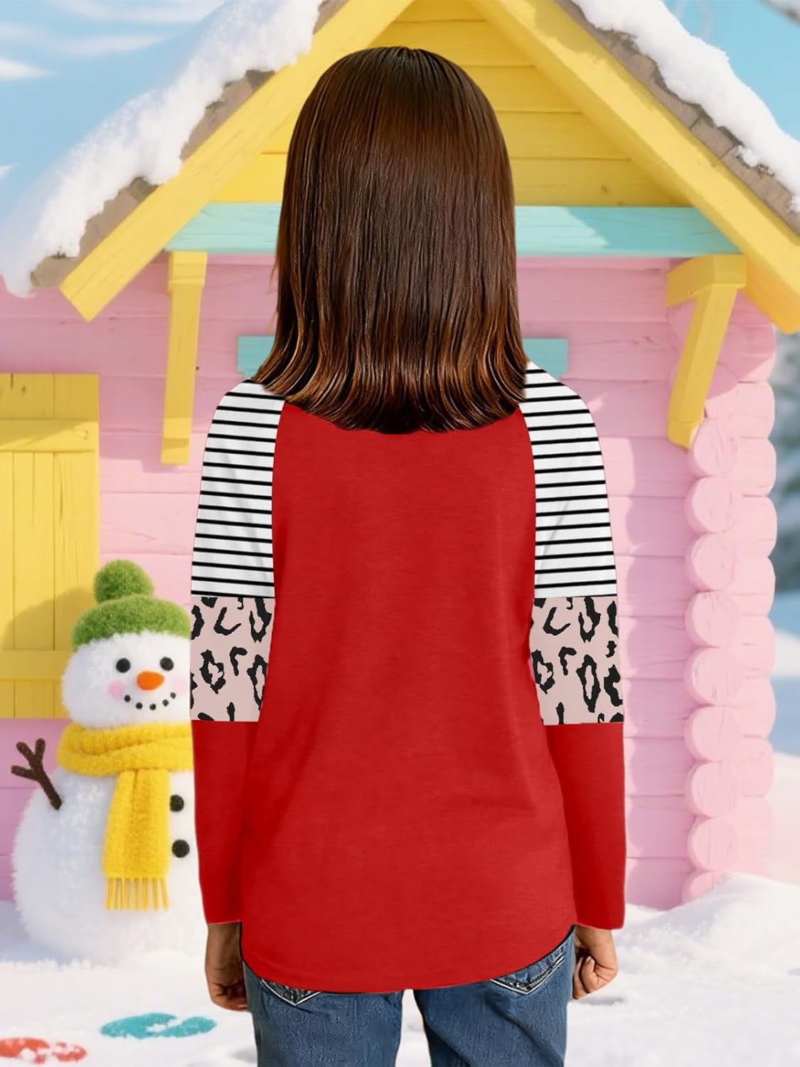 VVNTY Kids Christmas Shirt Boys Girls Merry Christmas Tree Graphic Tee Xmas Holiday Long Sleeve Tops 5-14y - Image 4