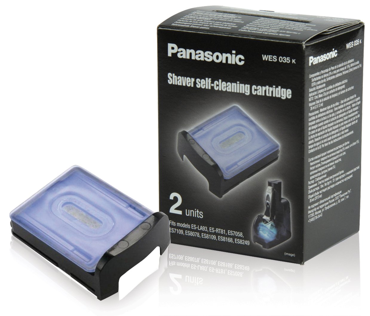 Panasonic WES9020Y1361, Testina di Ricambio per Rasoi Elettrici Uomo ES8249/ES8243, Set Lamina Esterna + Lama Interna Originale & PAN-WES035K503, Cartuccia di Pulizia, Colore Nero