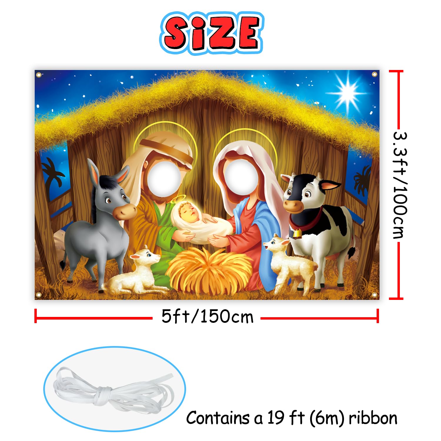 Weihnachtskrippen-Fotohintergrund 195x200 Cm - Stoff, Für Party, Dekoration Drinnen & Draußen