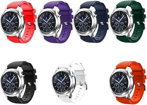 Senter Correa deportiva de silicona suave para Gear S3 Frontier, (7 unidades) para Samsung Gear S3 Frontier/Classic/Galaxy Watch (1.811 in)