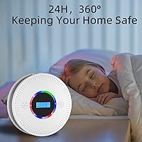 Vista 7 de Detector de humo y monóxido de carbono, alarma de humo combinada y detector de monóxido de carbono alimentado por batería, detector de CO con sensor