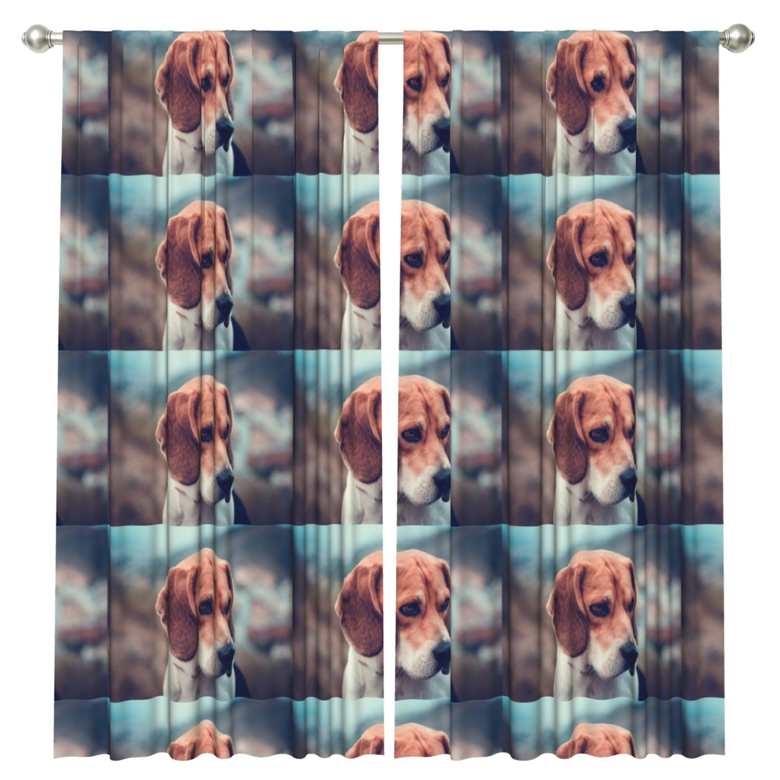 InOmak Beagle Puppy Dogs Pets Beagle, 2 Panels Window Curtains 52 x 84 Inch Blackout Curtains for Living Room Bedroom