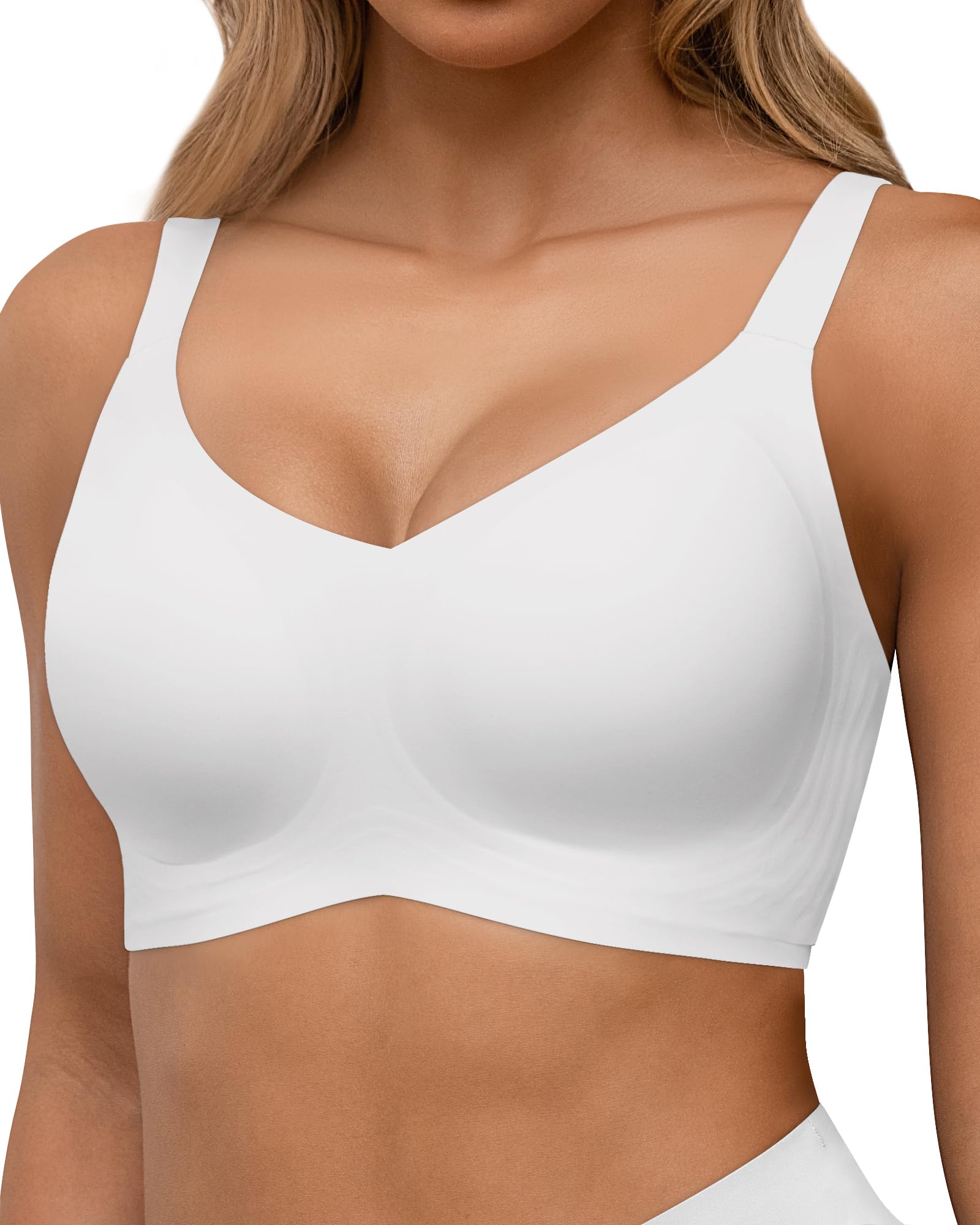 HORISUN Reggiseni Senza Cuciture Reggiseno Push up Wireless a Copertura Totale per Donne Comode Bralette di Supporto con Scollo a V