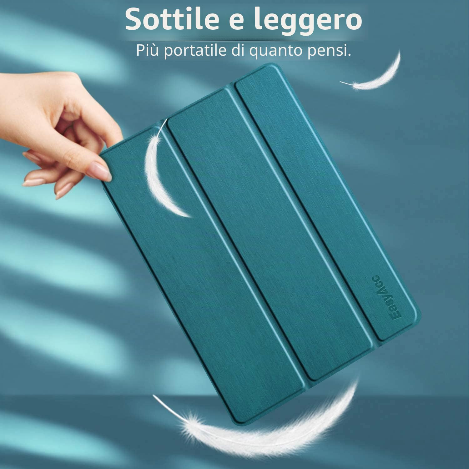 EasyAcc Custodia Compatibile iPad 9ª 8ª 7ª Gen 10.2 Pollici 2021 2020 2019 Ultra Sottile Retro Trasparente Blu Pavone
