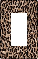 Vista 1 de Placa de interruptor de luz con estampado de leopardo de 1 banda, placa de pared basculante individual, placa decorativa eléctrica GFCI