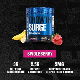 Jacked Factory Growth Surge Creatine Post Workout w/L-Carnitine - Daily Muscle Builder & Recovery Supplement with Creatine Monohydrate, Betaine, L-Carnitine L-Tartrate - 30 Servings, Swoleberry