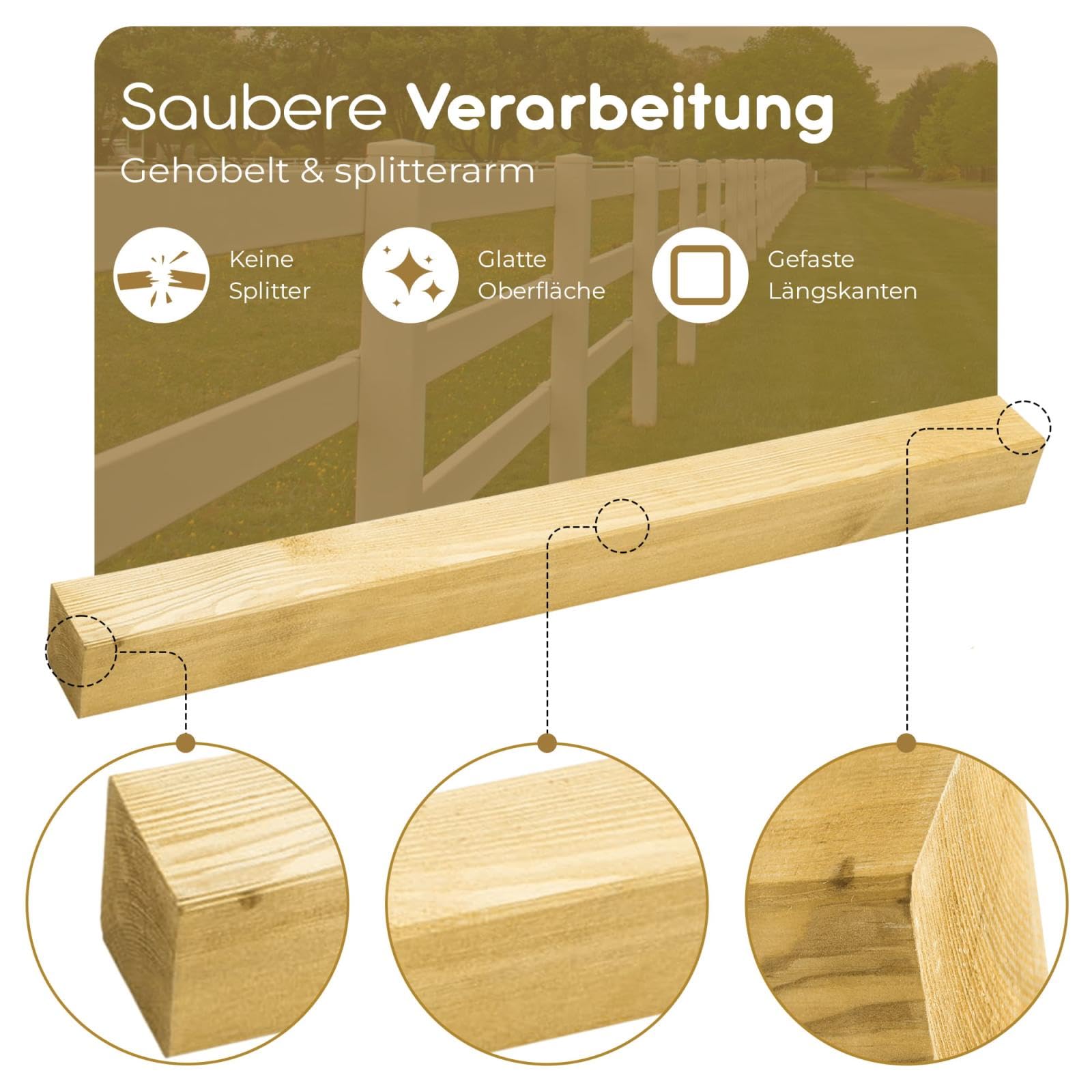 BooGardi Imprägnierte Holzpfosten - Zaunpfosten in 24 Größen - 1 Stück 9x9 x 200cm ohne Zubehör - Vierkantpfosten mit flachem Kopf - Kantholz Holz Pfosten Balken