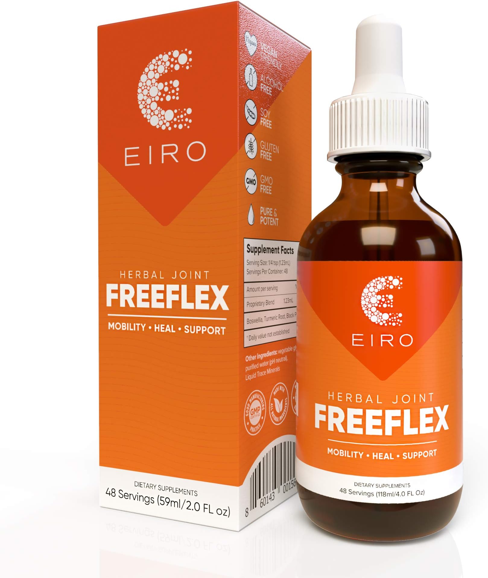 FREEFLEX Herbal Joint Supplement. Turmeric Root, Curcumin, Boswellia and Black Pepper. Superior Absorption