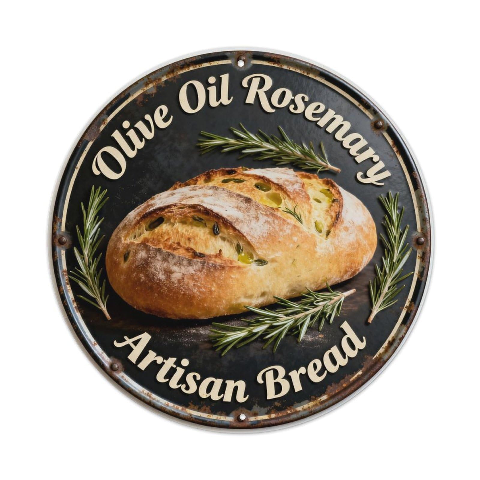Olive Oil Rosemary Artisan Bread Metal Tin Sign Plaque