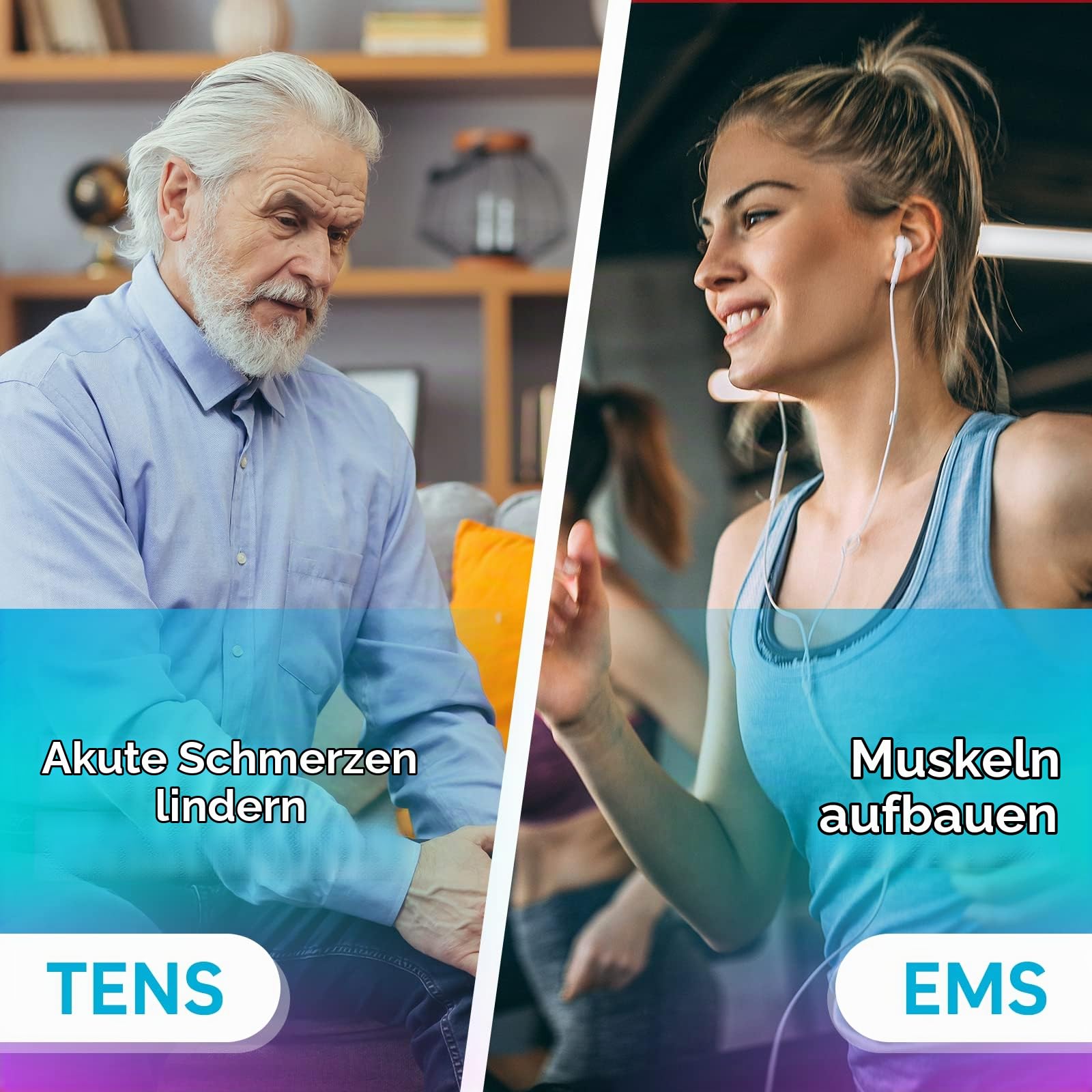 Easy@Home TENS-Gerät Schmerztherapie: wiederaufladbares professionelles Reizstromgerät Elektrostimulationsgerät mit hintergrundbeleuchtetem LCD-Display & leistungsstarker Pulsintensität - PL-029V