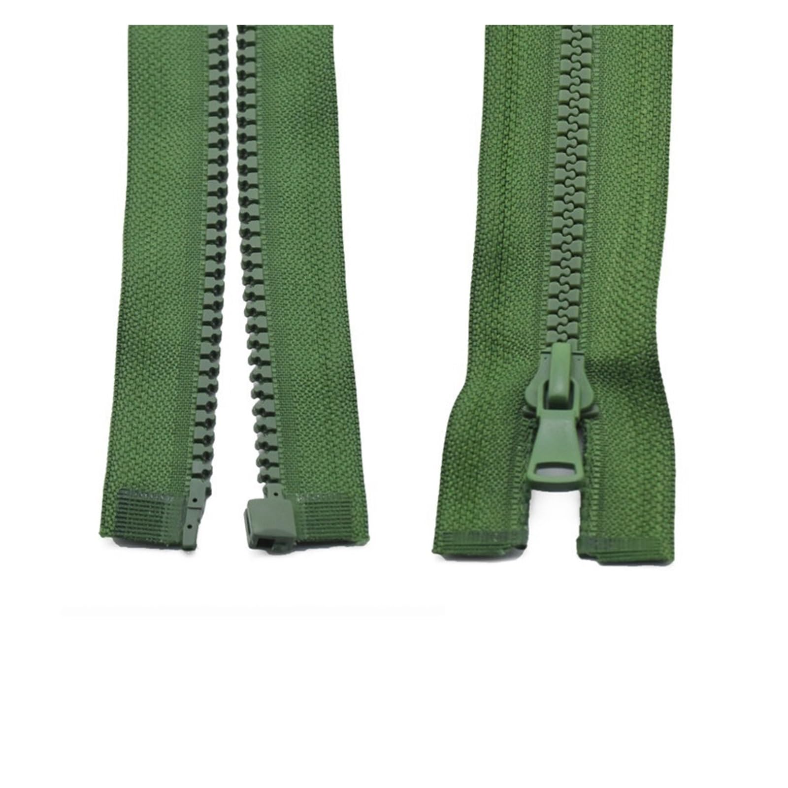 Zip 3 pcs 5# 30/40/55/60/70/80/90 cm Resin Zipper Open-End Auto Lock Plastic Zippers for Sewing Clothing Bag Clothes (Color : Green, Size : 90CM_5#)