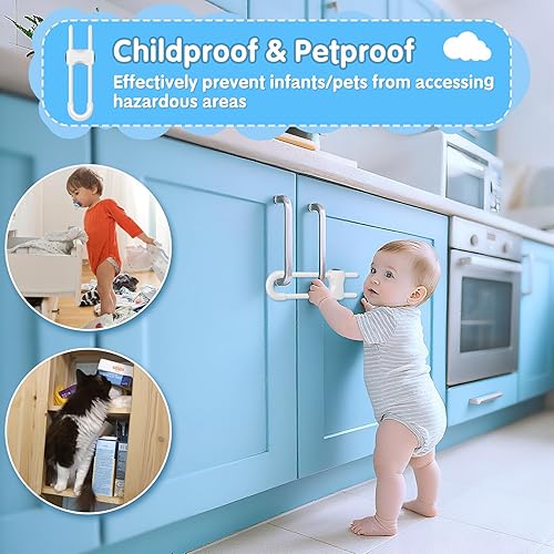 Miniatura 3 de Modacraft 15 cerraduras de gabinete a prueba de bebés  Cerradura de gabinete de seguridad infantil ajustable en forma de U  Cerradura de bebé a