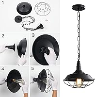 Vista 7 de Industrial Pendant Lights 2 Pack Farmhouse Pendant Lights with Adjustable Chain, D10.2 Rustic Pendant Lighting Barn Black Metal Hanging Lights with