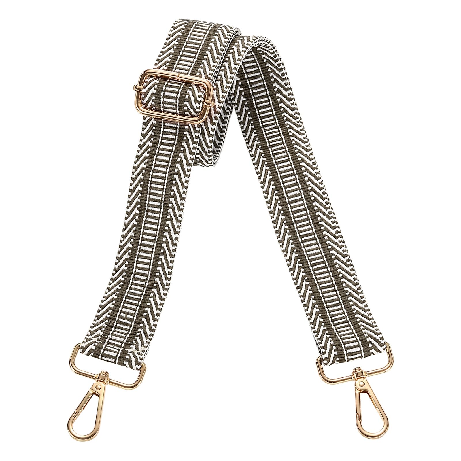 sourcing map Purse Straps Replacement Crossbody, 1.5 Inch Wide Shoulder Bag Strap Adjustable Canvas Straps for Handbag Wallet Clutch Bags with Light Gold Buckle, Stripe Gray