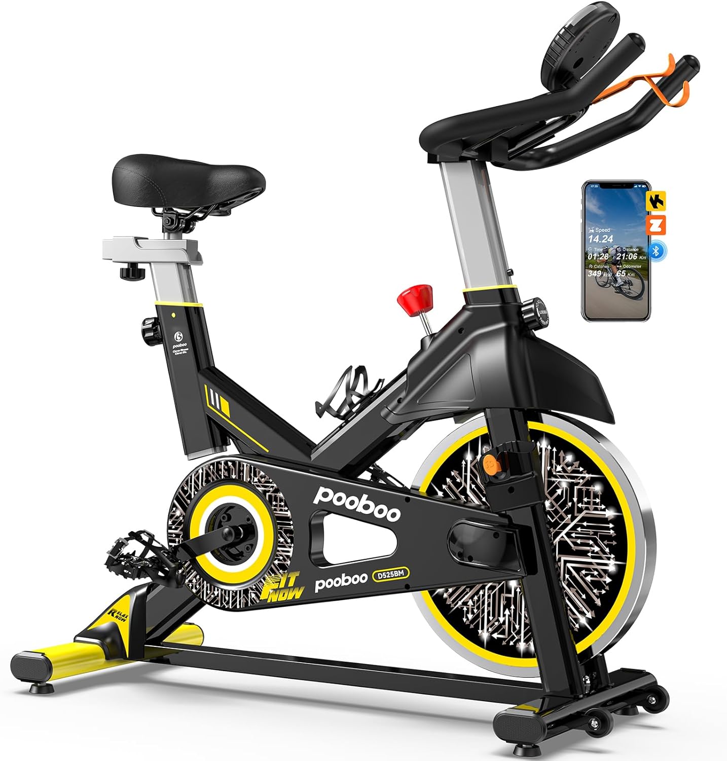 Pooboo Exercise Bike, Adjustable Magnetic Resistance, Silent Belt Drive, Indoor Cycling Bike, 350lbs Weight Capacity
