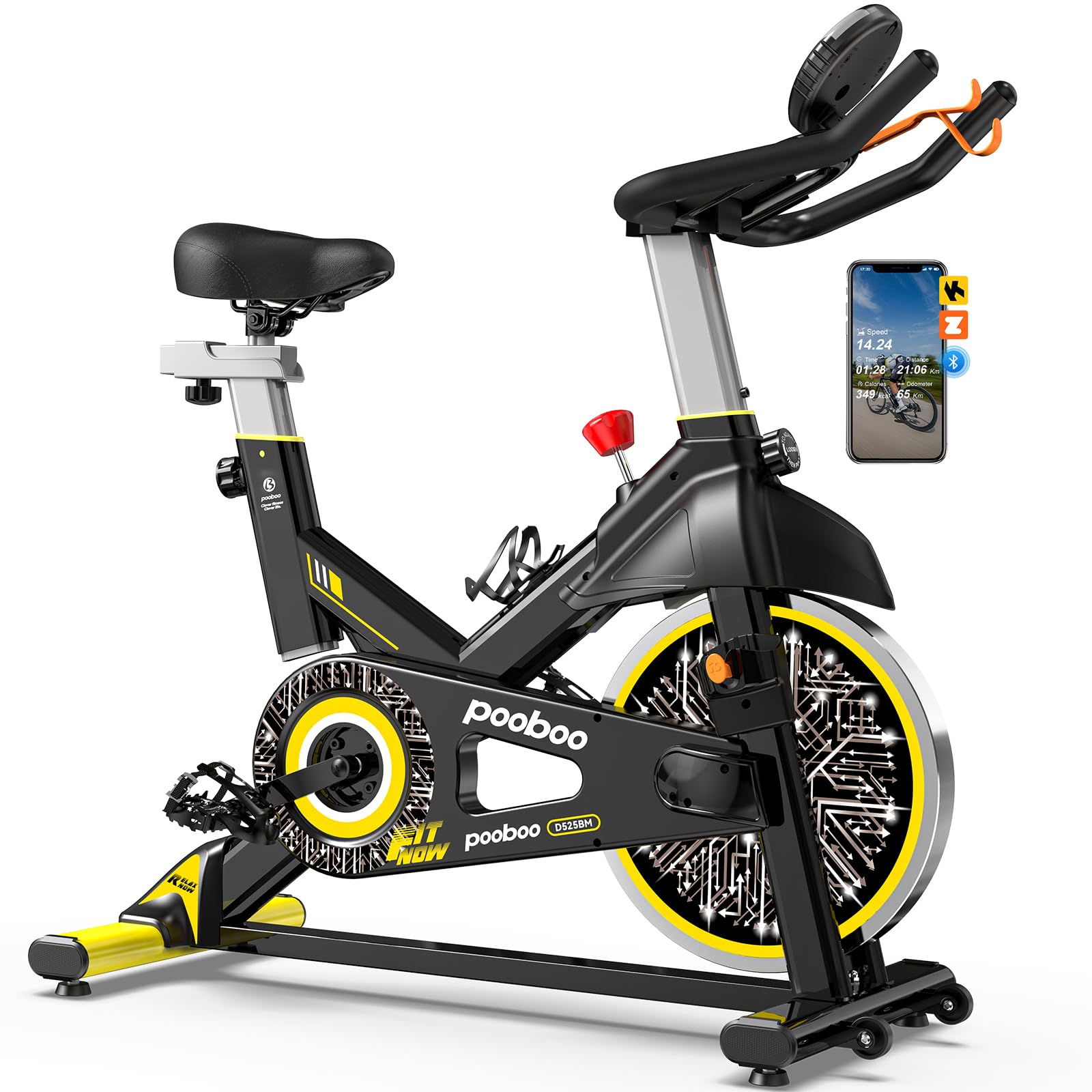 pooboo Exercise Bike, Adjustable Magnetic/Brake Pad Resistance Silent Belt Drive, Indoor Cycling Bike for Home Cardio, Fitness Stationary Bike with 350lbs/300lbs Weight Capacity &Upgraded Version Seat