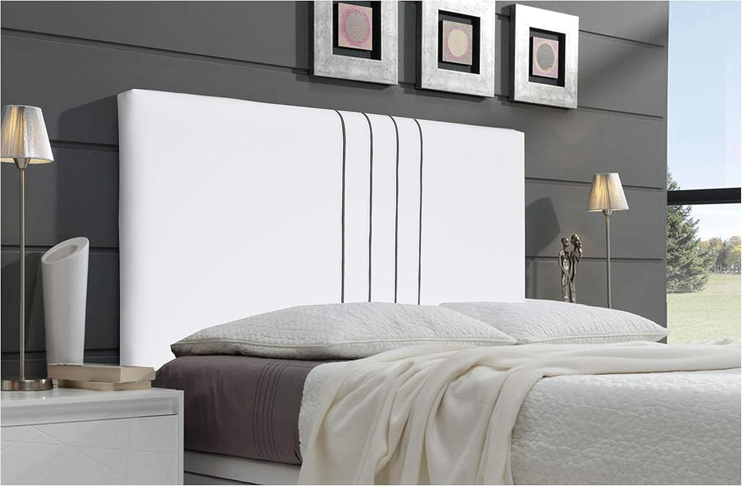 ONEK-DECCO Cabecero de Cama tapizado en Polipiel Mod.Dublin, para Cama de niño, Juvenil y Matrimonio. (Diferente COMBINACIÓN, 90x70)