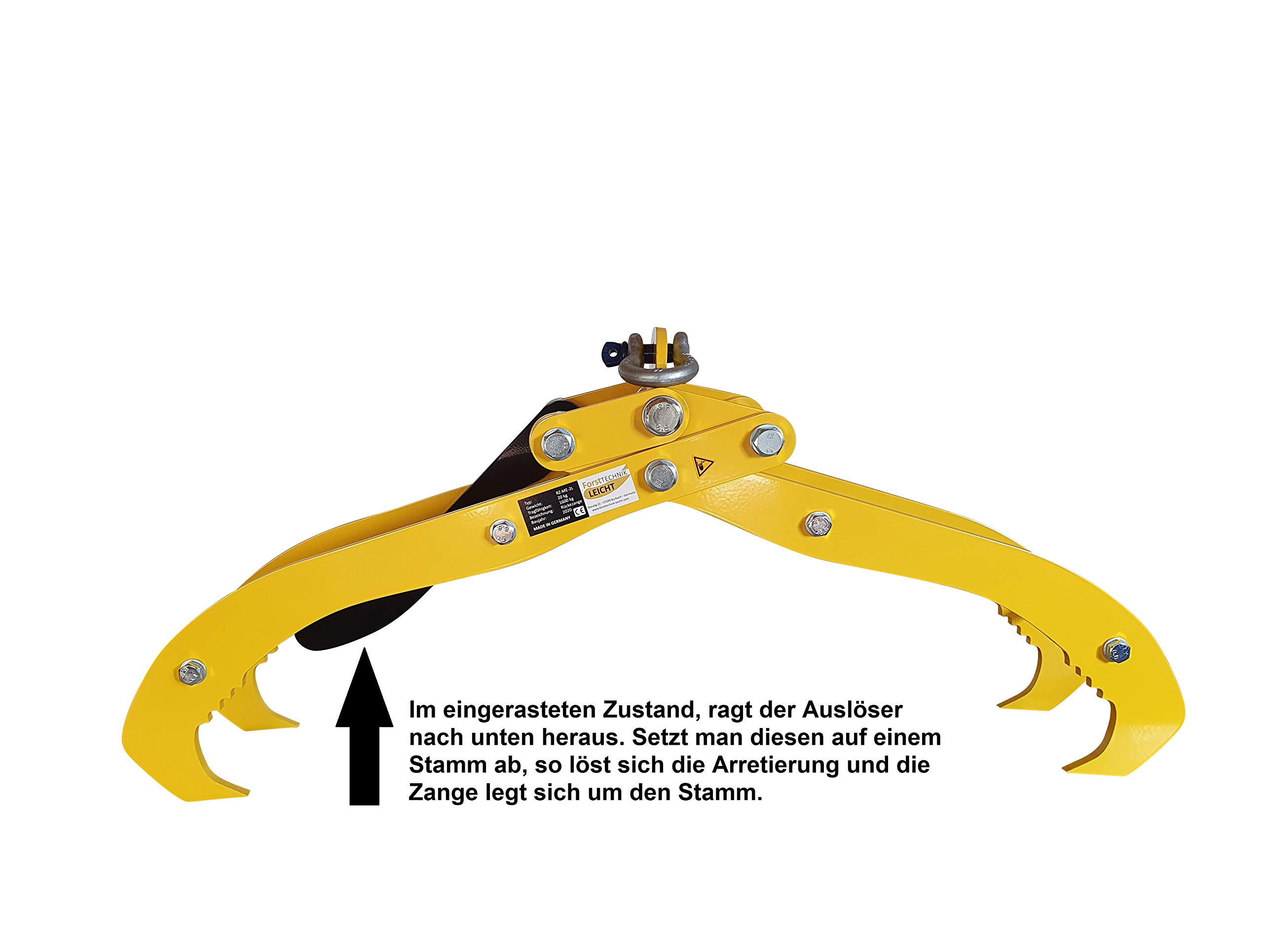Rückezange zweireihig Verladezange Holzzange Forstzange mit Arretierung zum mannlosen Öffnen & Schließen 1600kg