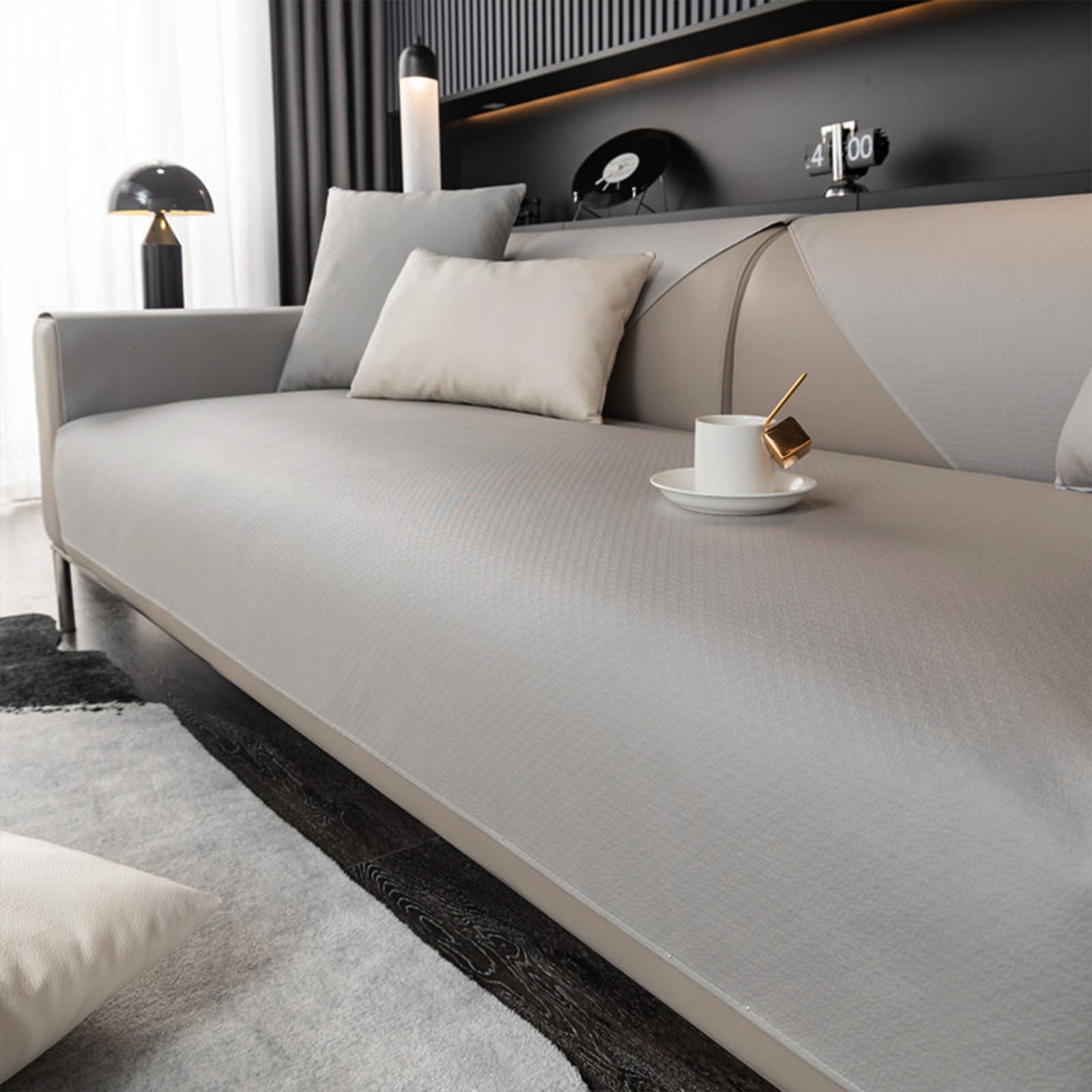 Funda Sofa Chaise Long 1 2 3 4 Plazas Protector Cubre Sofa, Funda Impermeable Sofa,2024 Nueva Manta de Sofá Antideslizante Universal 90 * 90cm-Gris Claro-Respaldos(1 pc)