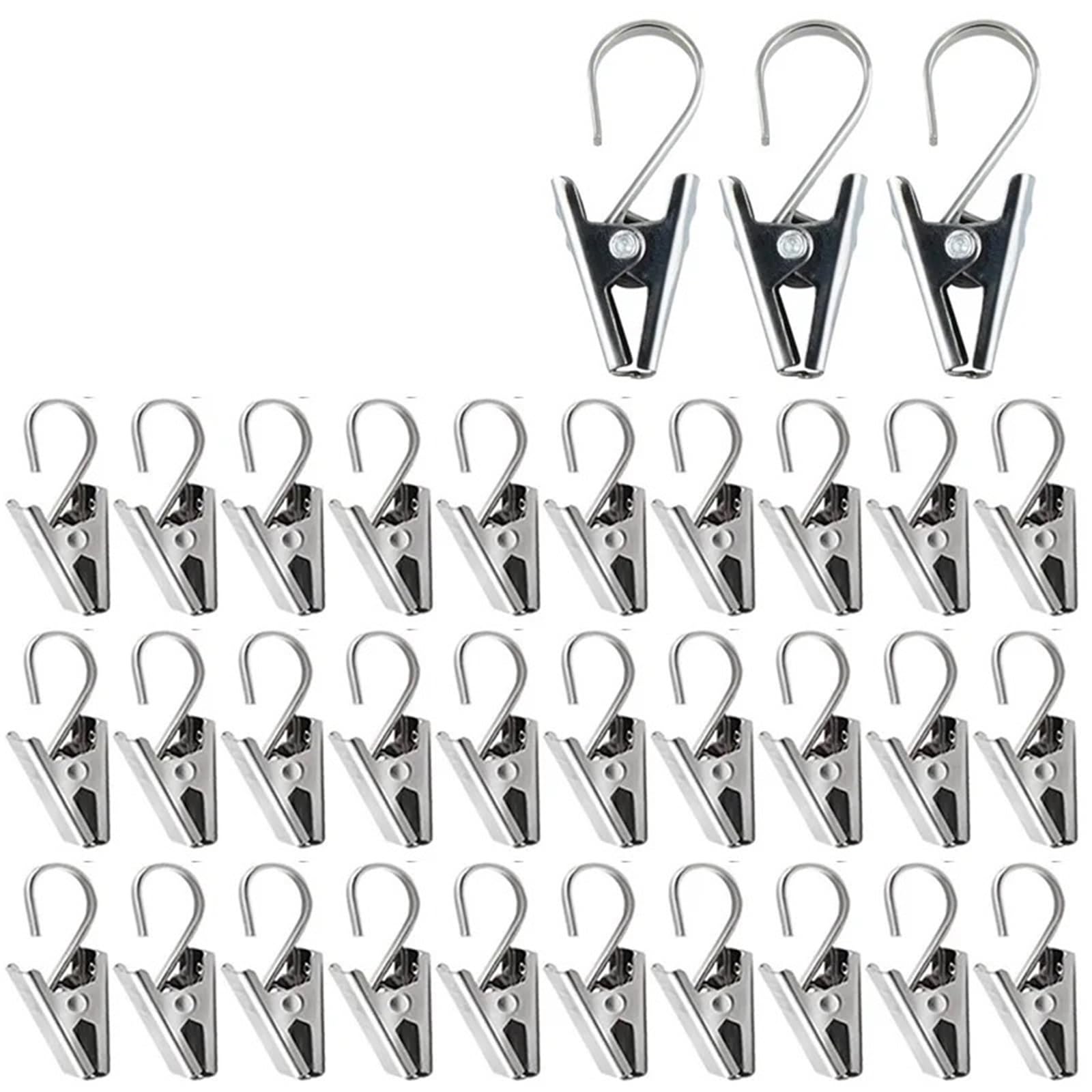 Anneaux de rideaux, Anneaux de rideau avec Clips, 200 pièces, crochet fenêtre en acier inoxydable, accessoires décoration
