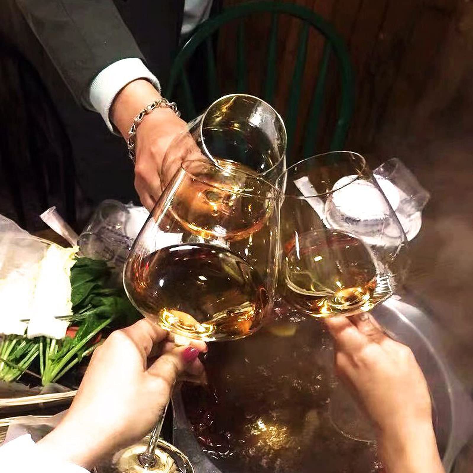 Rotwein Gläser Set Mit Hand Geblasen Große Weingläser 4-Teiliges Set Premium Kristall Weingläser/Transparent/550Ml