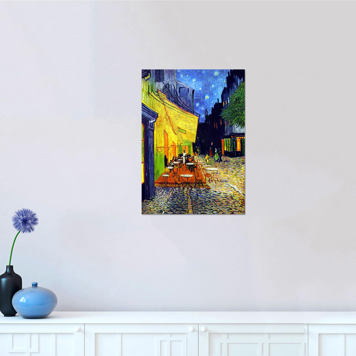 Giallobus - Impression sur toile - Vincent Van Gogh - Terrasse d'un café la nuit - Verre acrylique - 50L x 70l cm - Tableaux modernes pour la maison