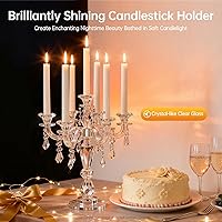 Vista 3 de Portavelas de cristal, candelabro Crystall, centro de mesa moderno de 7 brazos, candelabro cónico de cristal, centro de mesa de boda familiar, 14