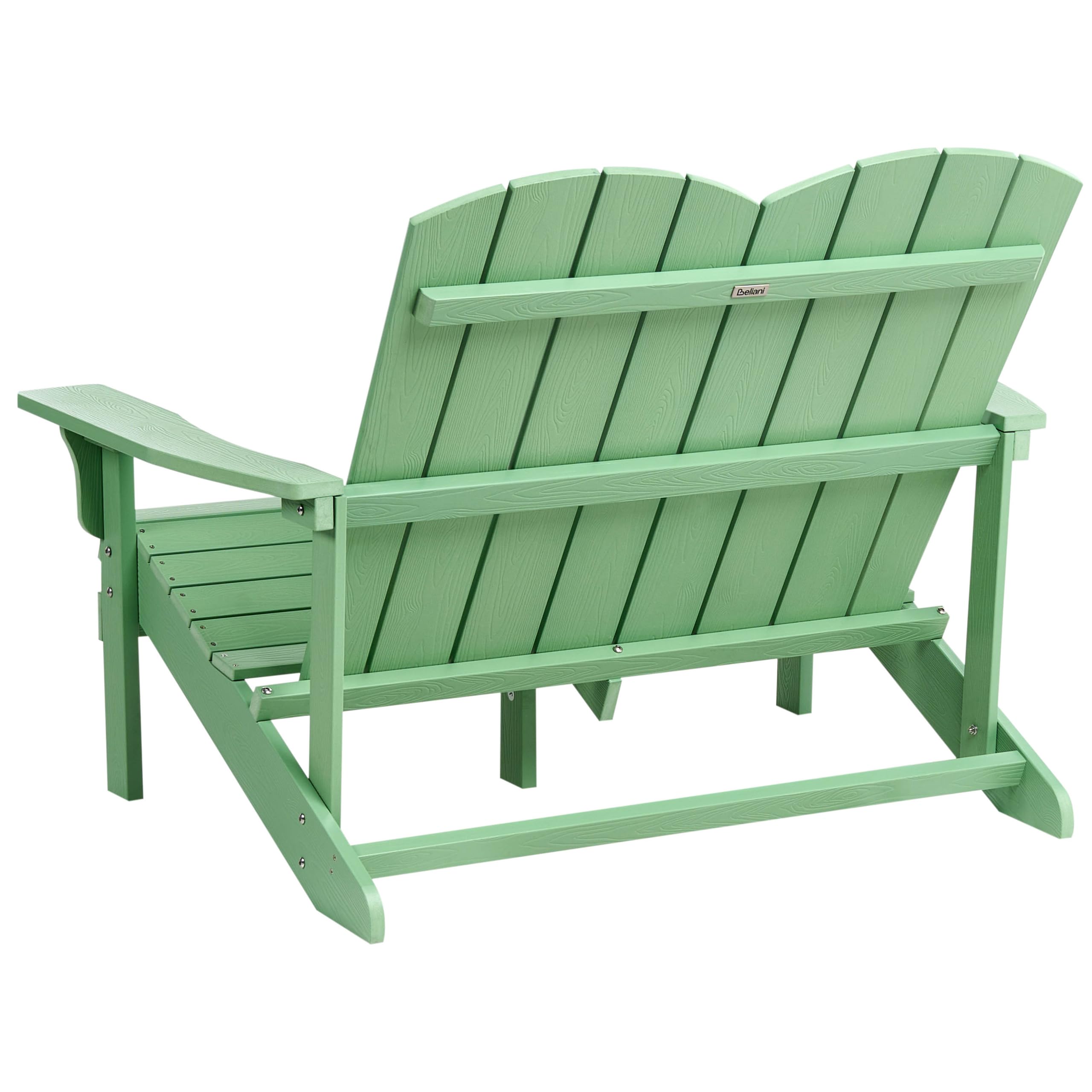 Beliani Panca da giardino 2 posti Loveseat Plastica Legno Mobili da giardino Tradizionale Verde Chiaro
