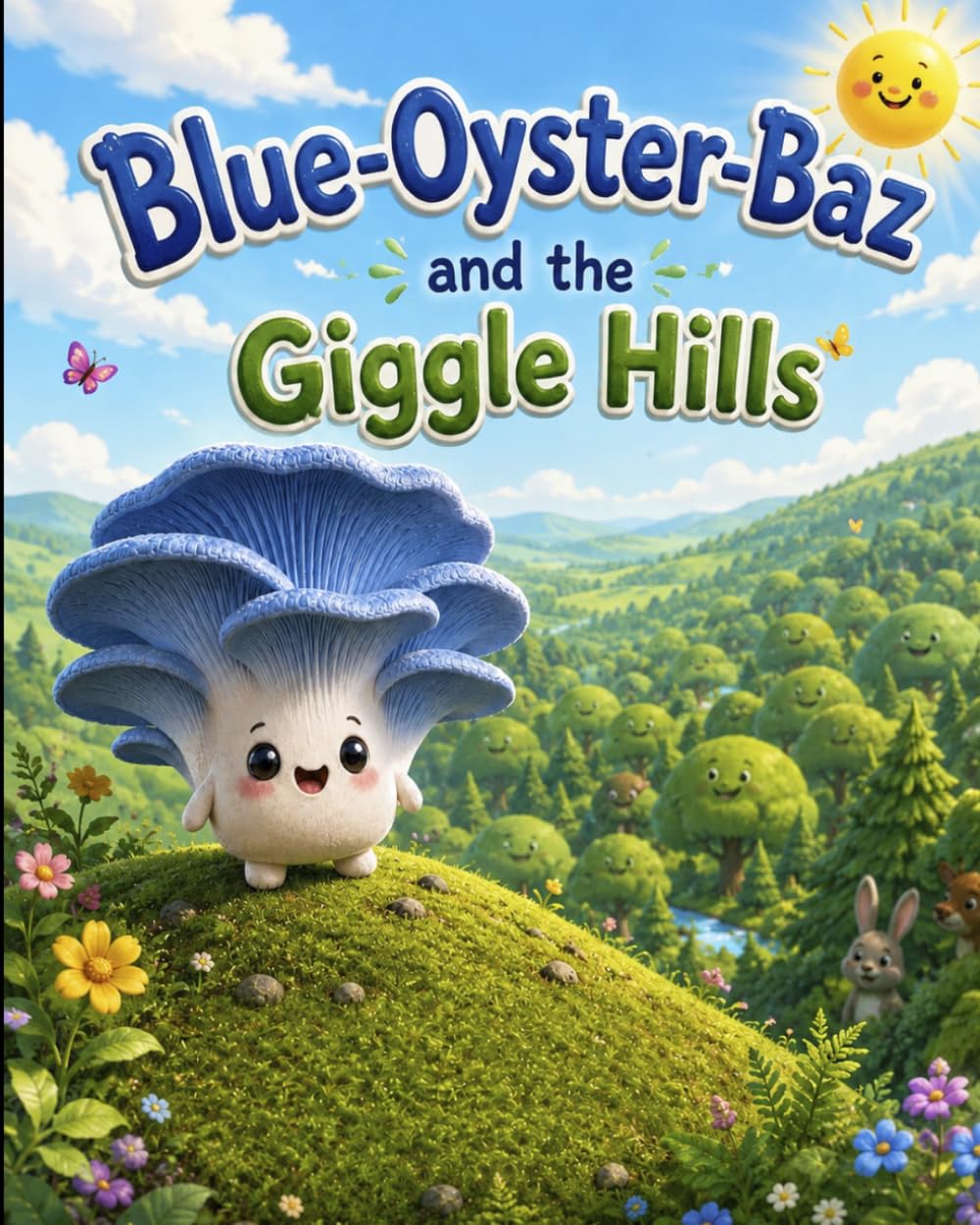 Blue oyster Baz and the Giggle hills (Portobello mushroom friends)