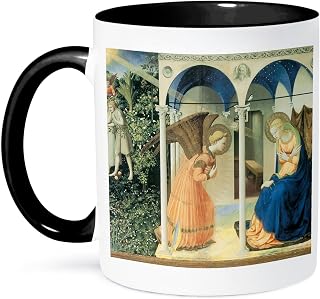 3dRose The Annunciation by Fra Angelico 11oz Two-Tone Black Mug
