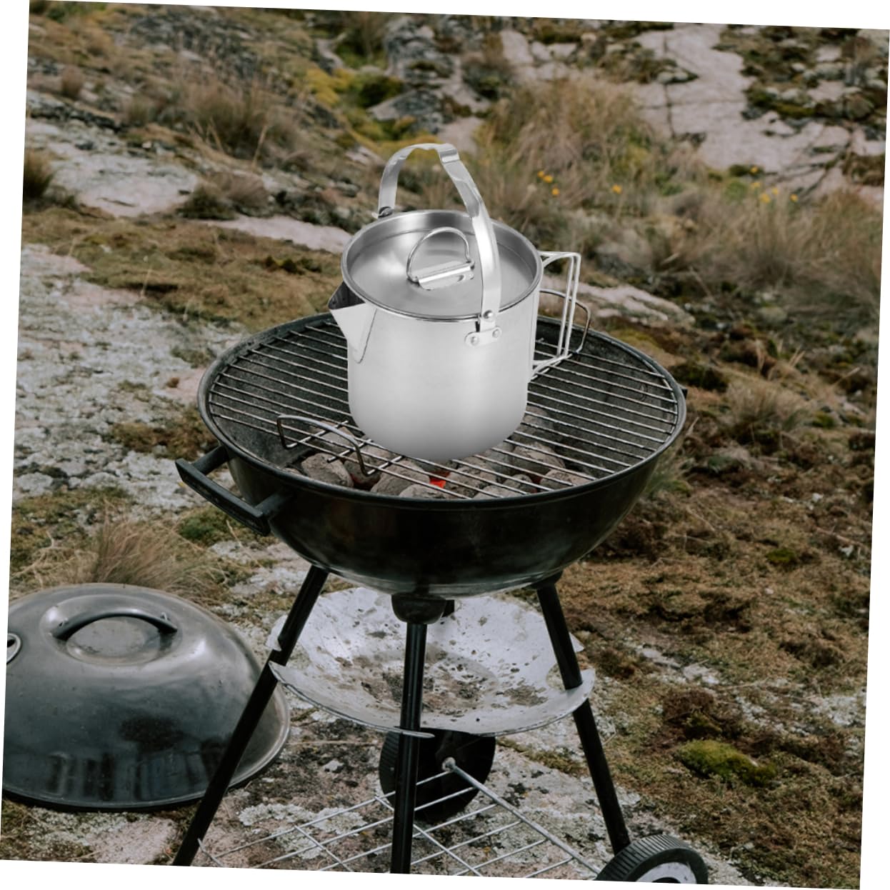 Hervidor de Agua para Acampar de Acero Inoxidable 1,2 L, Portátil y Práctico, Adecuado para Camping y Restaurante