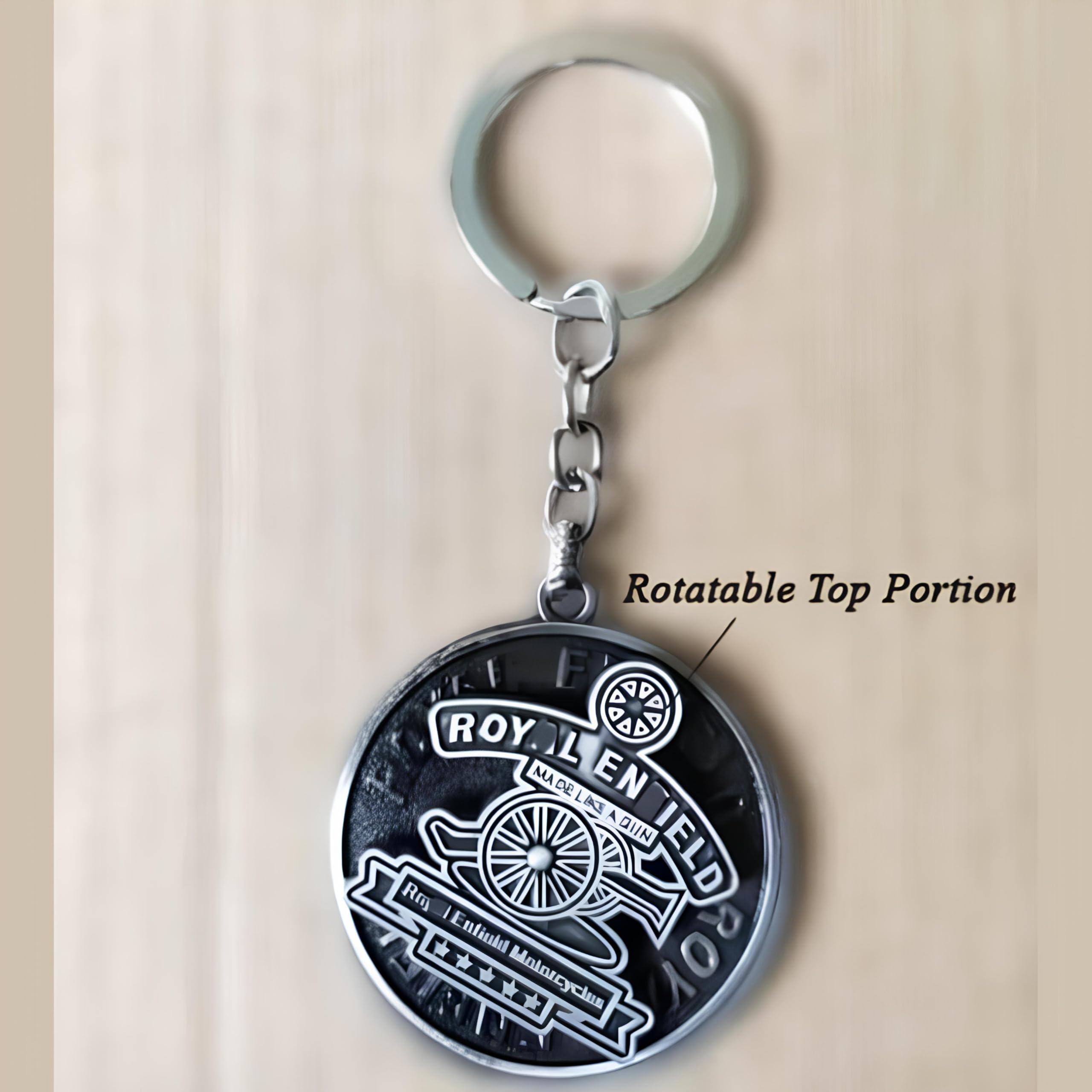 AutokraftZ Metallic Black Rotating Keychain for Ro-yal Bu-llet Classic Bike, Compatible with Ro-yal En-field, Bike Keyring for Men, Durable and Stylish Motorcycle Accessory (Bike Keyrings) - Image 6 thumbnail