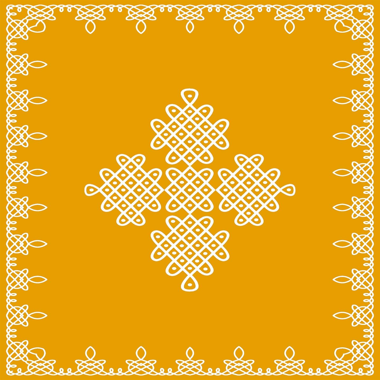 Dhara Creation Yellow Mustard kolam Rangoli (8FT-8FT) Backdrop Cloth for Pooja Decoration Traditional Background Curtain Cloth for Festival. (Washable Fabric)-picture-10