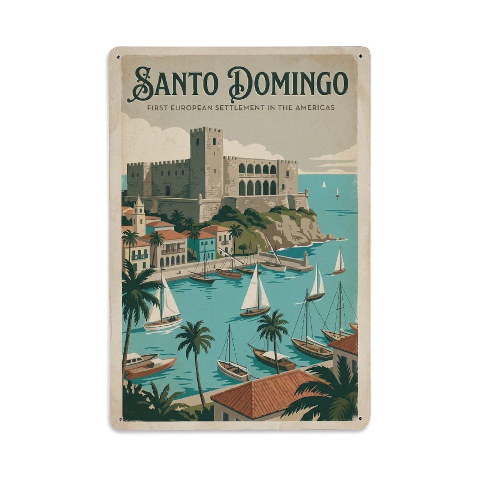Gead 8X12inch Style Vintage Dominican Republic Santo Domingo Metal Tin Sign