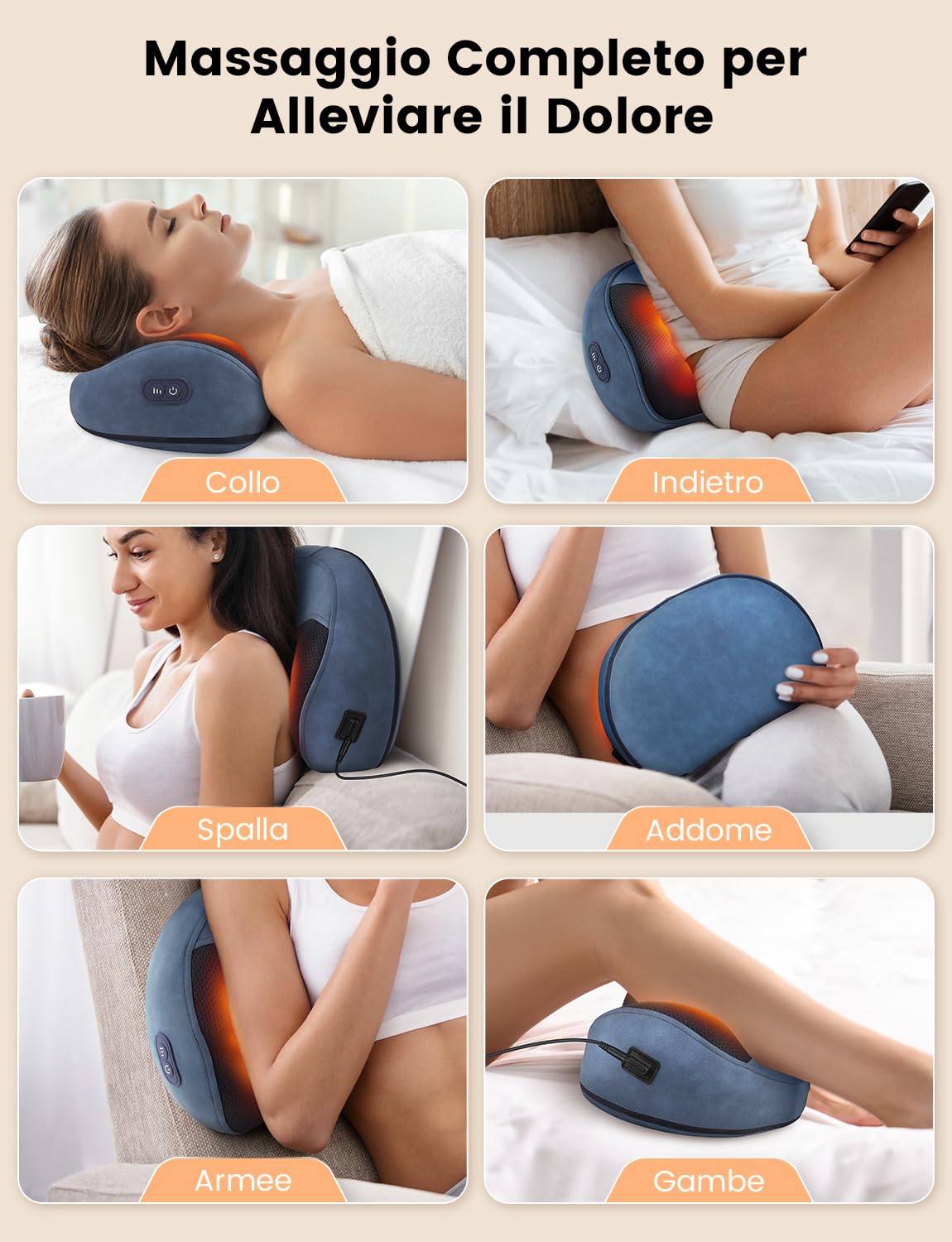 4D Shiatsu Massaggiatore con Funzione di Riscaldamento, Elettrici Cuscino Massaggiante, Cuscini per Massaggi per 3 Velocita con Cambio di Direzione, Casa, Ufficio, Come, Regalo (39 * 15 * 26.5cm)