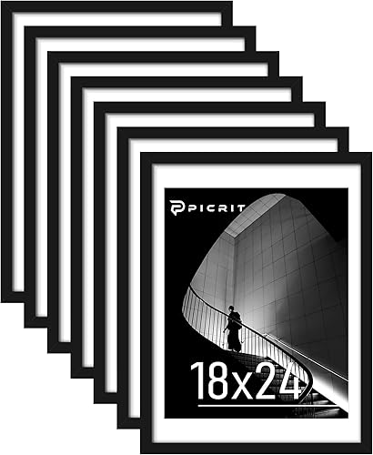Vista 165 de Picrit Juego de 7 portarretratos de 5 x 7 pulgadas, para exhibición de 5 x 7 con paspartú o de 4 x 6 sin paspartú, marcos de fotos para montaje