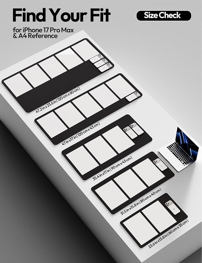 YSAGi Protector de Escritorio de Cuero Sintético, Pad Mouse Grande, Antideslizante, Negro miniatura 6