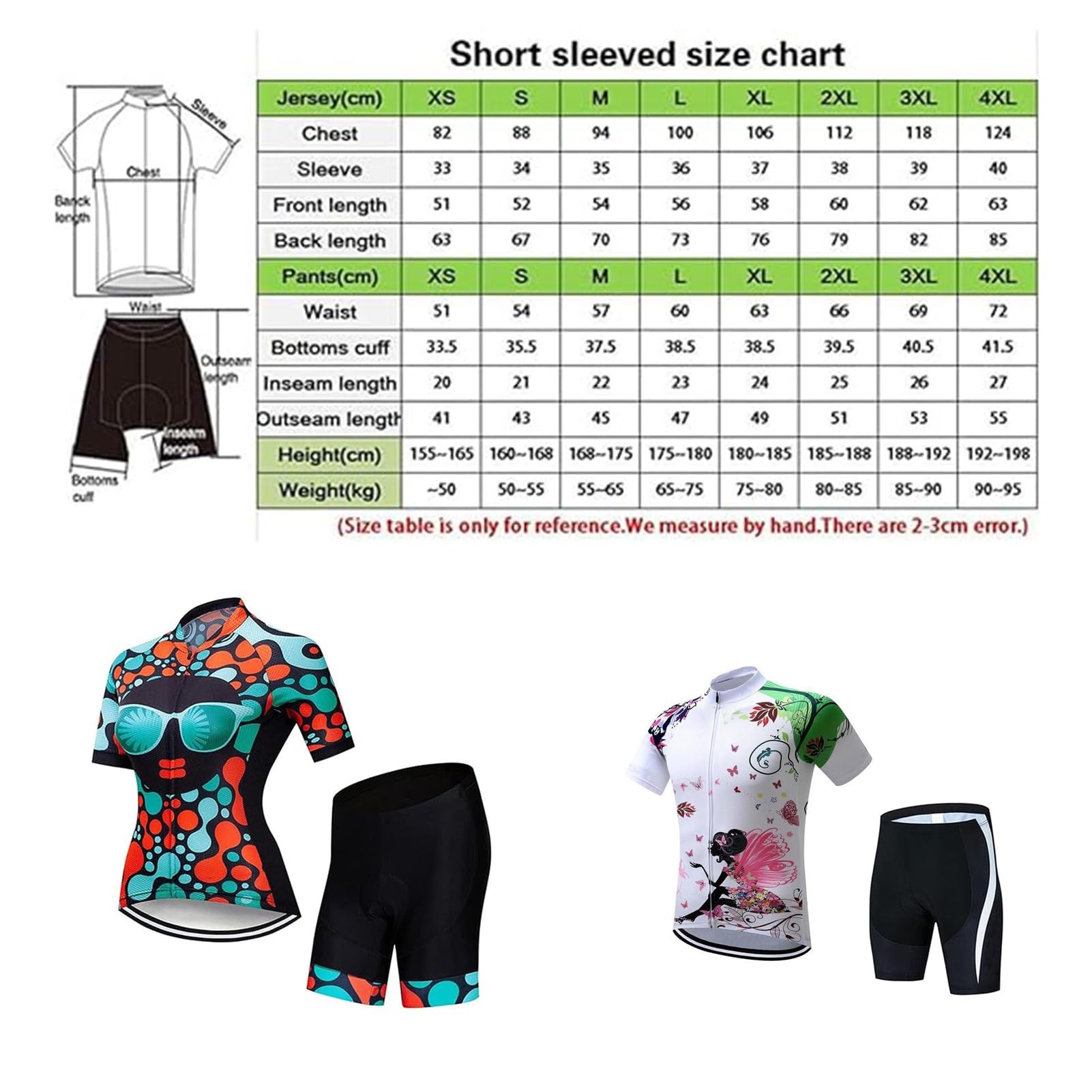 KAISUN Maillot Cyclisme Femme Été,Vêtements de Velo Respirant Tenue Cycliste Manche Courte Jerseys et Cuissard À Bretelle 9D Gel Rembourré