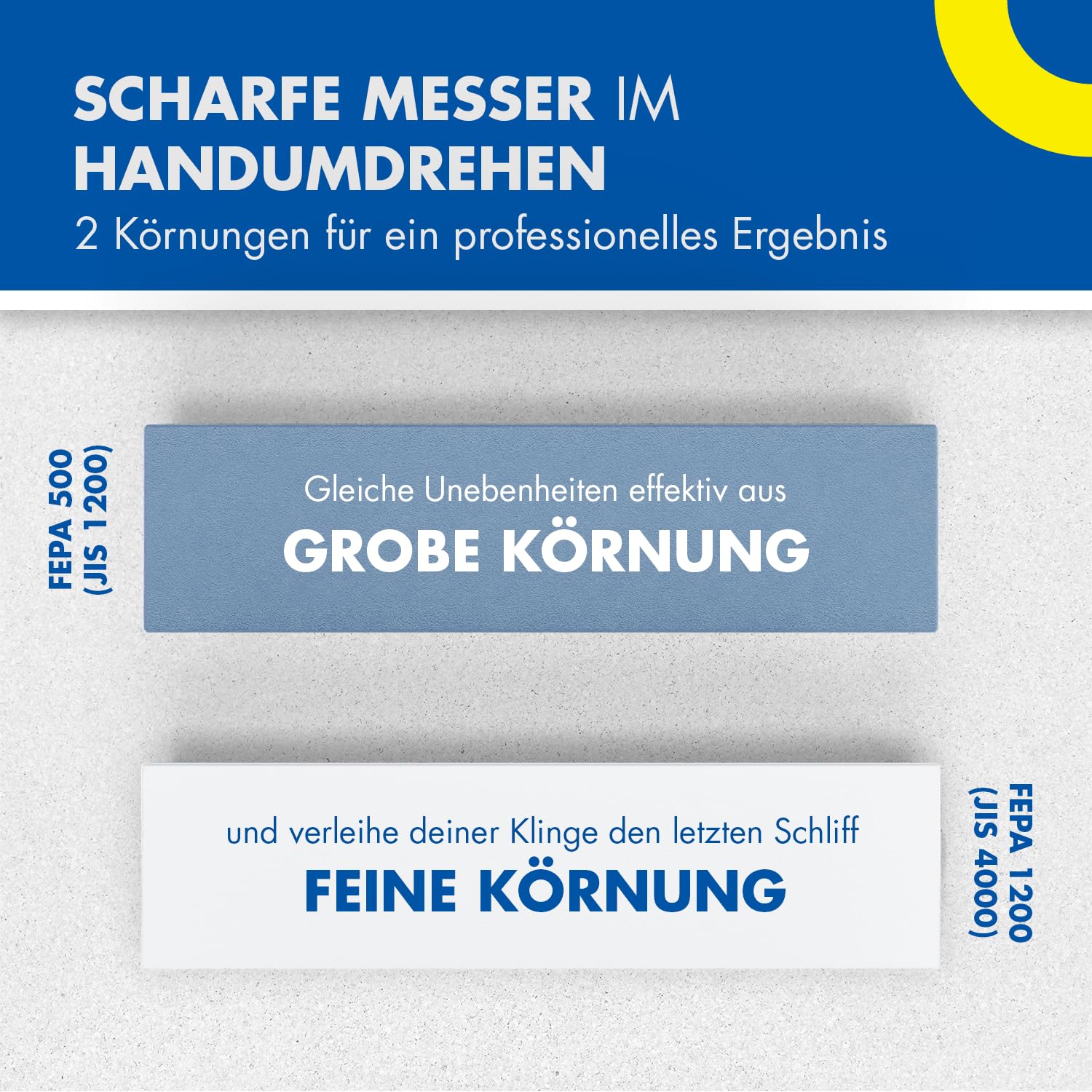 Zische Missarka Blue - Messerschärfer - Messerschleifer- Schleifstein aus Edel-Korund - 200x60x25 mm - 2 Körnungen FEPA 500/1200