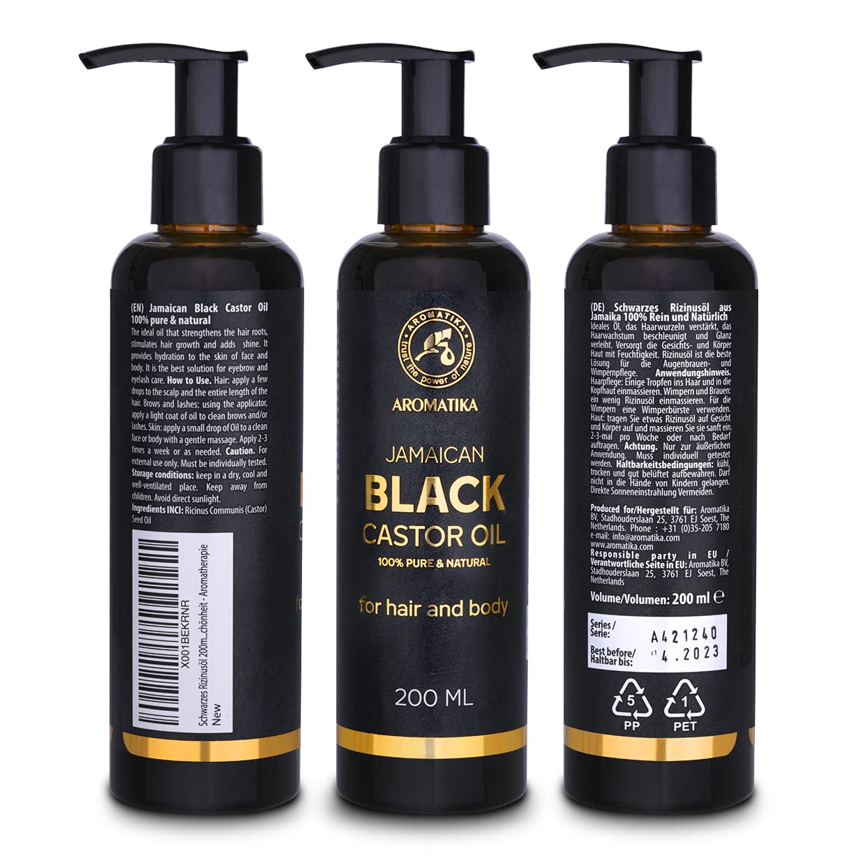 Jamaican Black Castor Oil, 200ml, Ricinus Communis, Pure & Natural, Castor Oil, Carrier Oil for Essential Oils, Oil for Skin - Image 3