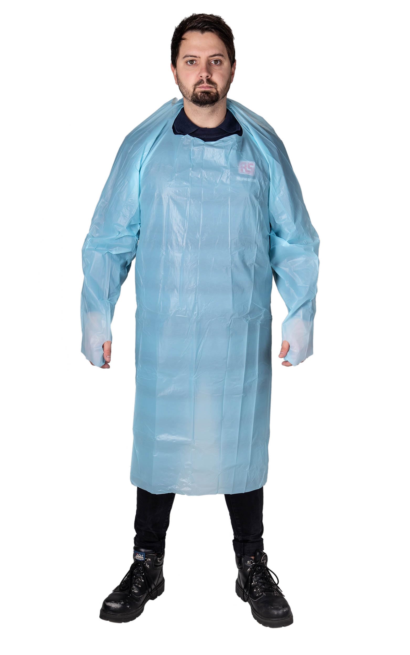RS PRO Einweg-Schürze, Polyethylen, Leichte Ausführung, Blau Damen, Herren, 100 Stk., Packung a 100 Stück