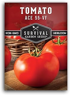 Survival Garden Seeds - Ace 55-VF Tomato Seed for Planting - Packet with Instructions to Plant and Grow Tomatoes in Your Home Vegetable Garden - Determinate Non-GMO Heirloom Variety - Large Harvest