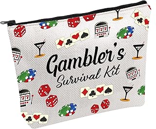Gambler Gift Gambler's Survival Kit Casino Gamble Zipper Pouch Casino Makeup Bag Gambling Gift Slots Gift Casino Lover Gift (Gambler's)