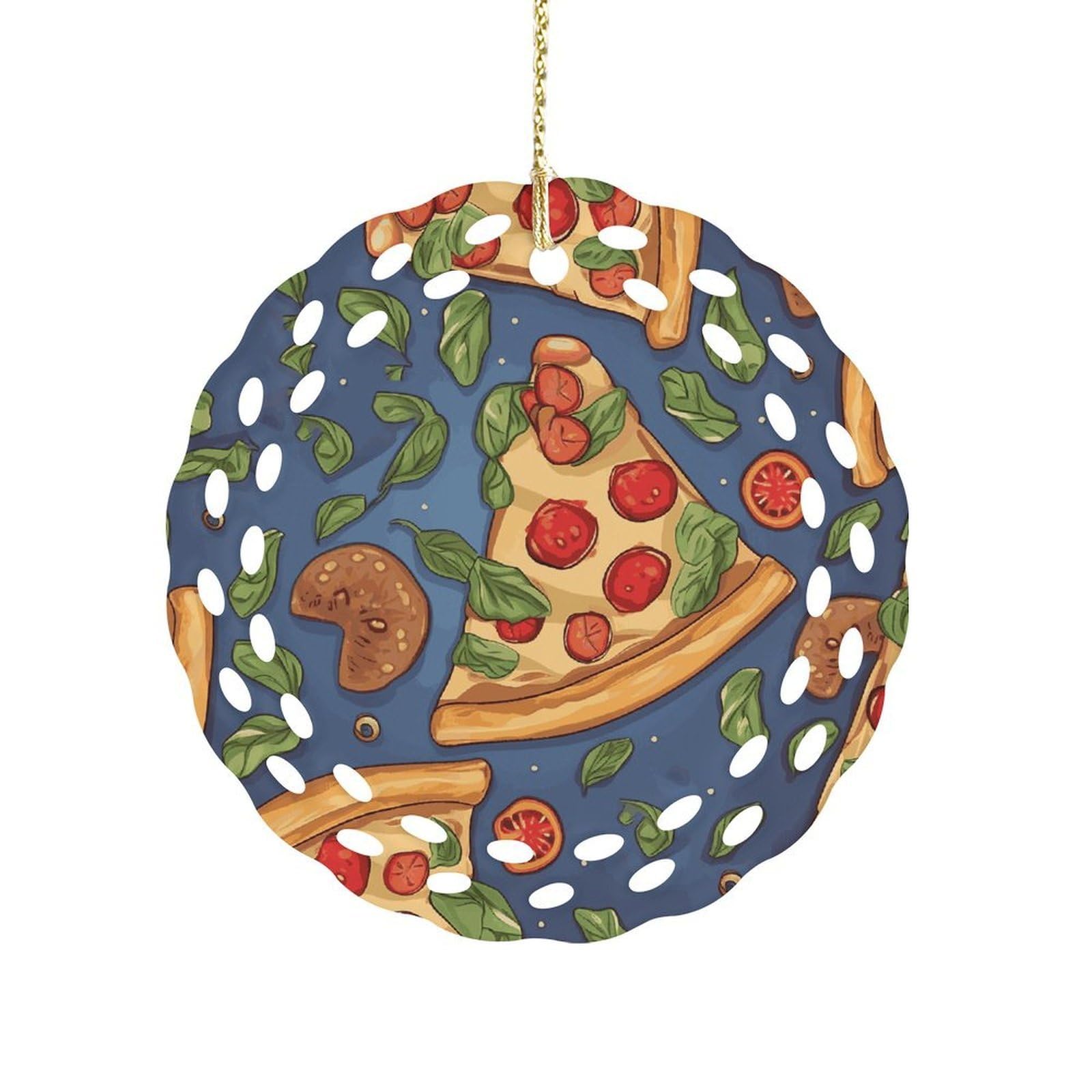 Pizza Christmas Ornament Holiday Hanging Decoration Xmas Tree Keepsake Personalized Xmas Tree Ornament Round Ceramic Ornaments for Keepsake Gifts Ideas Home Decor
