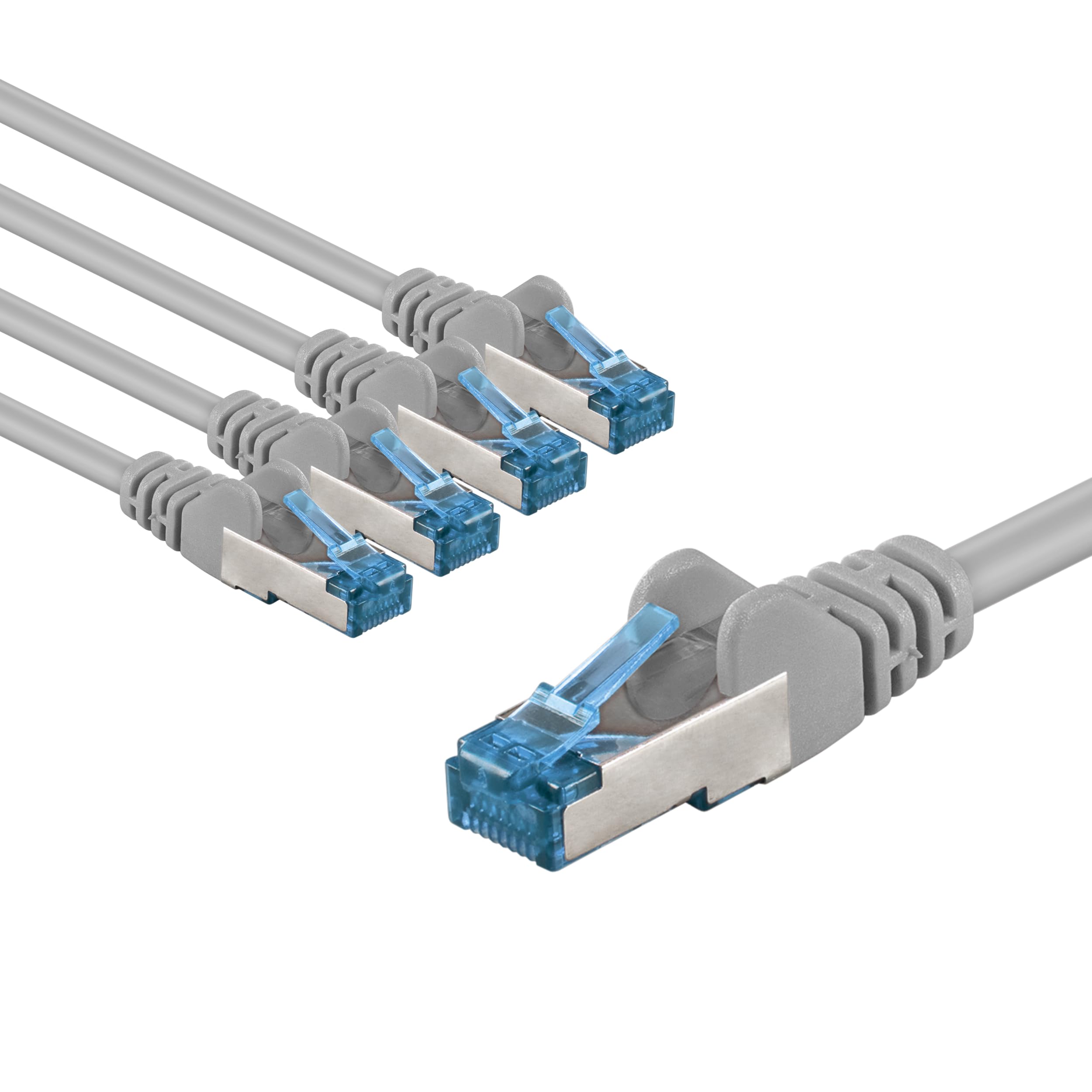 goobay 66018 CAT 6A Netzwerkkabel im 5er Set/Patchkabel geschirmt S/FTP/CU Ethernet Kabel, PiMF, LSZH/Cat 6a Kabel mit 10Gbits / Grau / 5x 2m