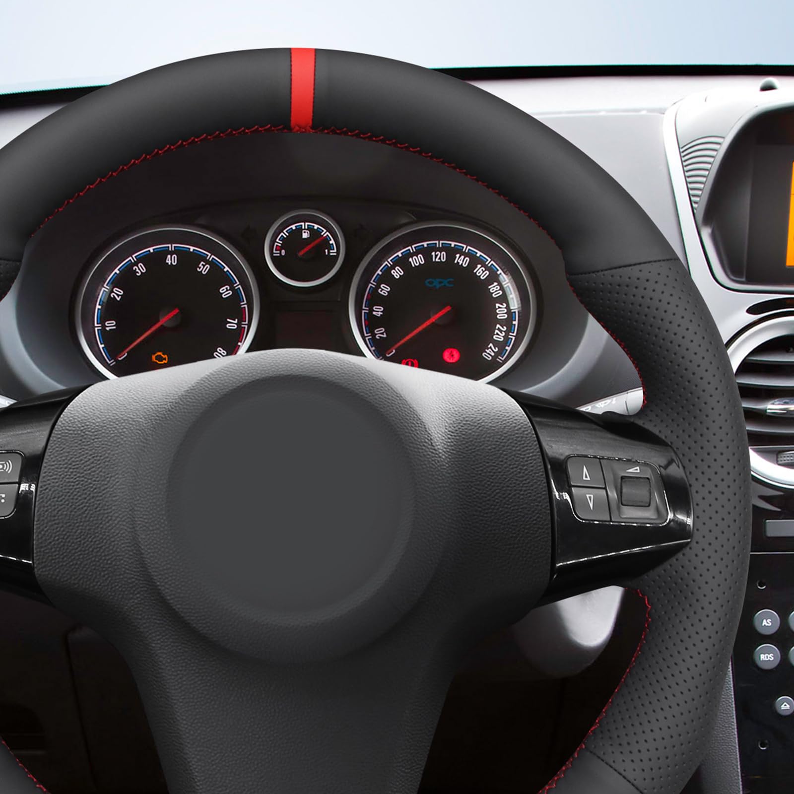 MEWANT Ręcznie szyte pokrowce na kierownicę do samochodu Opel Corsa OPC 2008-2014 pokrowiec na kierownicę akcesoria do Opel Corsa