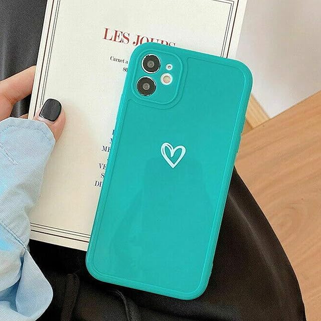 ZTOFERA TPU Case for iPhone 11, Glossy Soft TPU Case with Simple Heart Pattern, Slim Light-wight Protective Bumper Cover for iPhone 11 (6.1") - Green