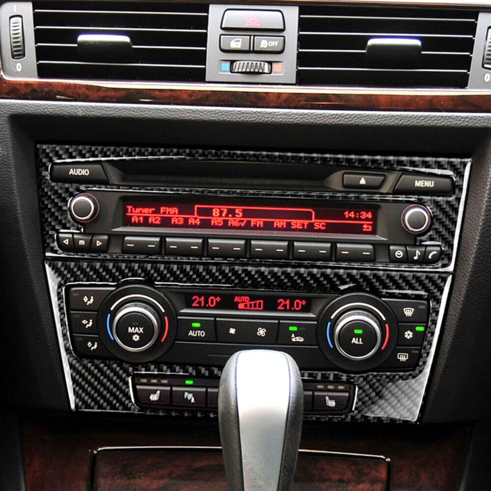 Pannello di controllo CA in fibra di carbonio per BMW Serie 3 E90 E92 E93 2005-2012 Nero Interno