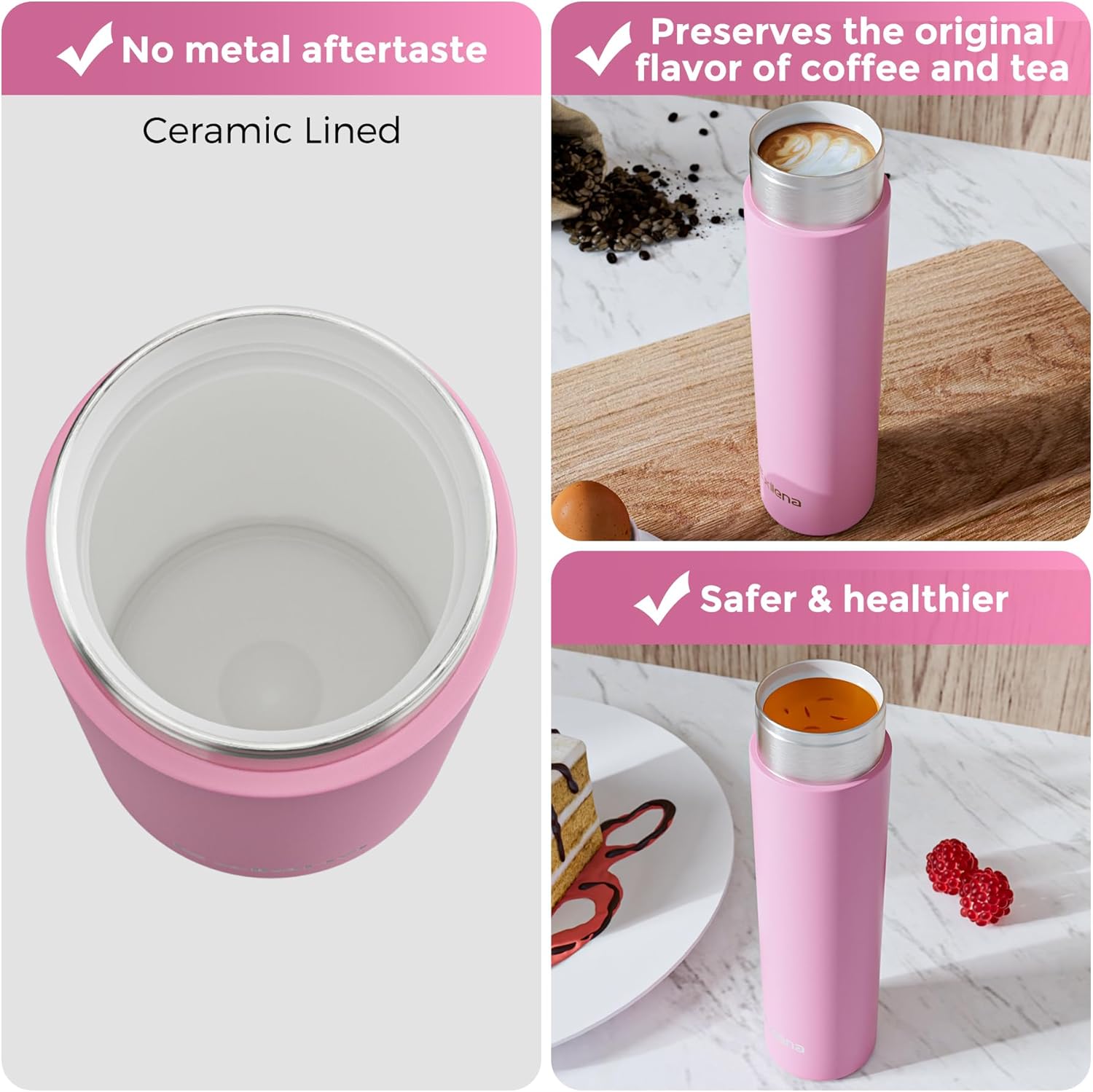 【Upgraded】 Ceramic Lined Small Insulated Water Bottle 10oz with Adjustable Silicone Handle–Small Flask for Hot & Cold Drinks, Ideal for Purse, Lunchbox...(Lavender Hush) - Image 2